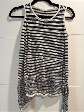 rag & bone Black and White Striped Knit Tank